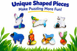 Bunny and butterfly shaped puzzle pieces