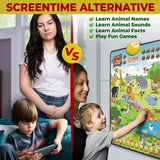 Space-saving zoo learning poster for playroom or classroom