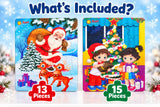 Santa and Christmas tree toddler puzzles with outlined trays