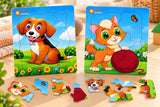 Kitten and puppy puzzle tray size 6.5 x 8 inches