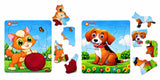 4-piece puppy and 5-piece kitten puzzles with outlined trays