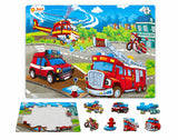 Fire truck puzzle with tray for kids ages 4+