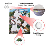 Dinosaur puzzle with back tray and piece outlines