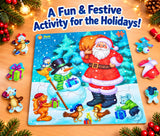 Christmas shaped puzzle pieces: tree, snowman, gingerbread man, candy cane