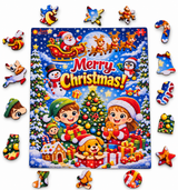 Christmas puzzle with holiday shaped pieces