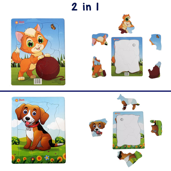 Just Smarty Kitten & Puppy Jigsaw Puzzle Set of 2 for Kids Ages 1-3