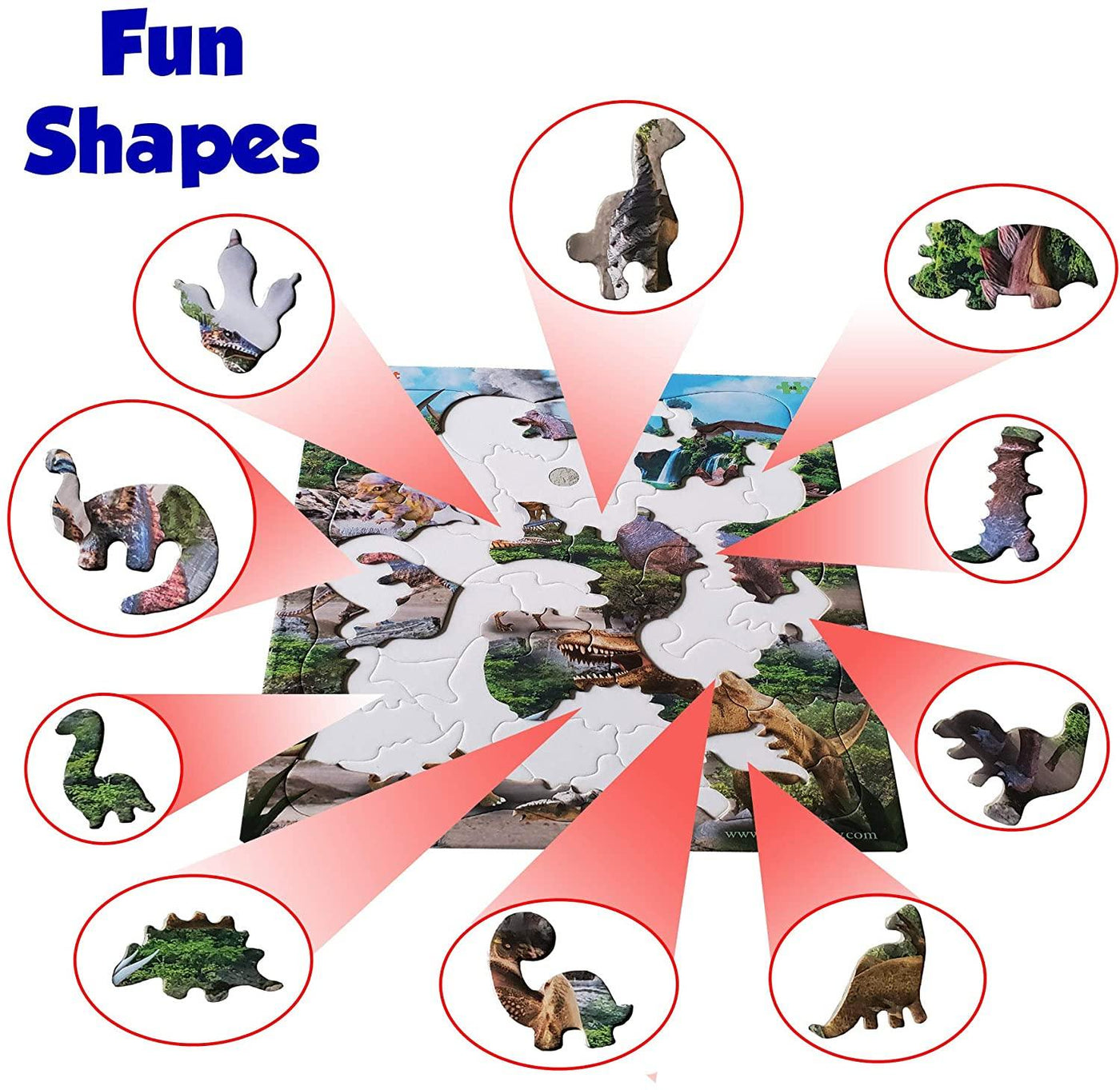 Just Smarty 48 Pieces Unique Shapes Jigsaw Dinosaur Puzzle for